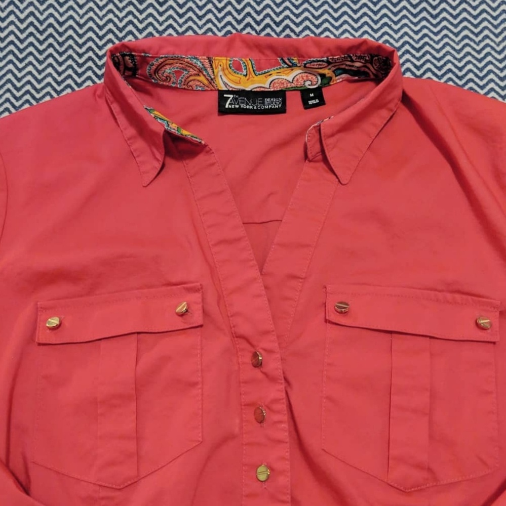 Ladies M Coral NY&Co 3/4 sleeve blouse - Picture 3 of 5